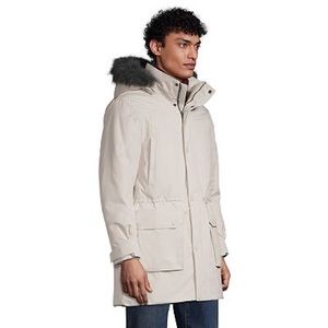 Lands’ End Mens Expedition Parka Coat XL Light Stone White Canada Goose Knuckles